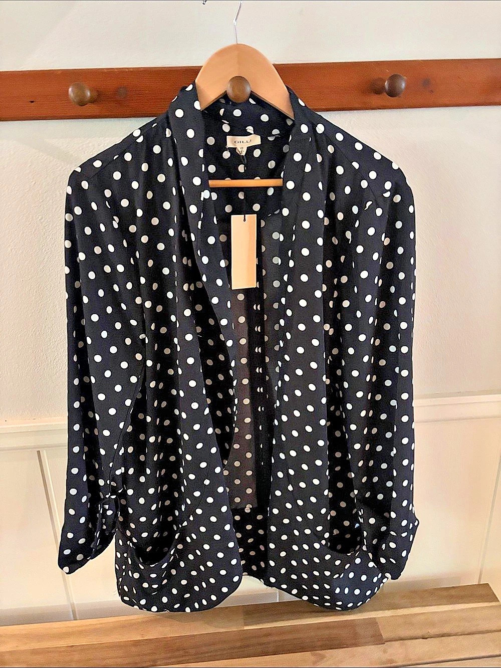 GILLI Polka Dot Blouse in Black & White Size 2X NWT